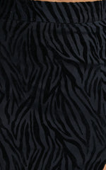 Andrik Two Piece Set - Mesh Long Sleeve Crop Top and Mini Skirt Set in Black Zebra