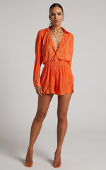 Archer Shorts - High Waisted Plisse Shorts in Orange