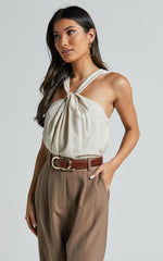 Avayah Top - Linen Twist Halter Neck in Natural