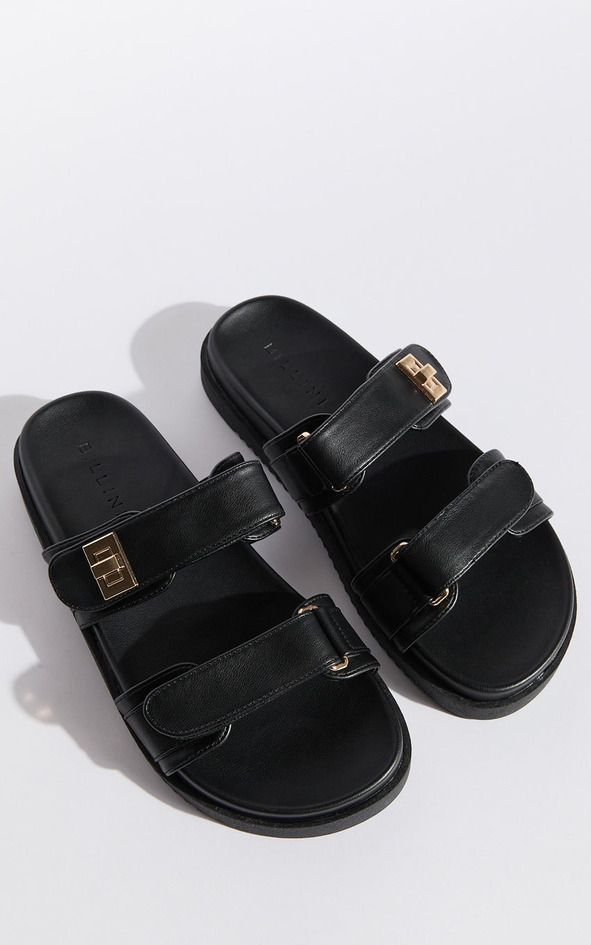 Billini - Amylee Slides with Hardware Detail in Black