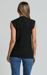 Cadha Vest - Knit Sweater Vest in Black