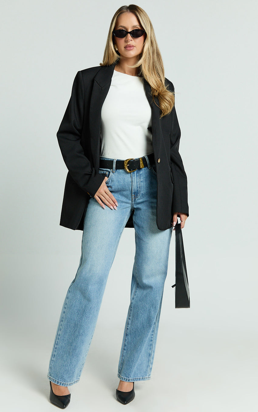 Caralina Blazer - Oversized Single Breasted Blazer in Black