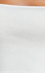 Cherylene Two Piece Set - Knitted Square Neck Crop Top and Midi Skirt Set in Off White