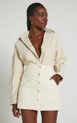 Dallas Jacket - Collared Button Through Long sleeve in Stone