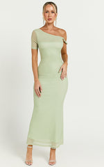 Debra Midi Dress - Mesh Sleeve Detial dress in Sage