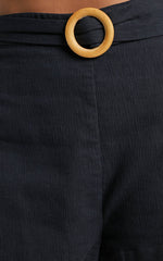 Devera Shorts - Belted High Waist Shorts in Black