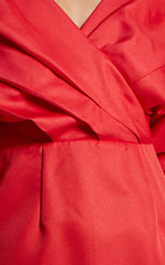 Anastasija Mini Dress - Off Shoulder V Neck Dress in Red