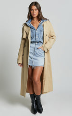 Faharra Shirt - Recycled Cotton Denim Shirt in Mid Blue Acid Wash