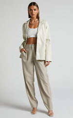 Ferrah Blazer - Faux Leather Oversized Blazer in Ecru
