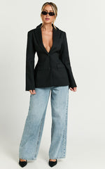 Florence Blazer - Hourglass Single Breast Blazer in Black