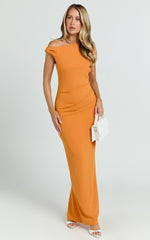 Genie Maxi Dress - Off The Shoulder Dress in Orange