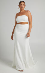 Hopeless Romantic Two Piece Set - Strapless Crop Top and Maxi Skirt Set in Ivory
