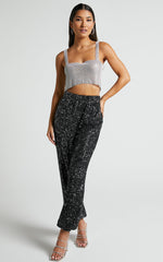 Kendrick Pant - Elasticated High Waist Sequin Jogger in Black
