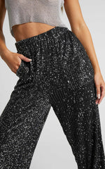 Kendrick Pant - Elasticated High Waist Sequin Jogger in Black