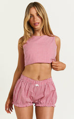 Loxley Top - Tie Up Top in Red Gingham