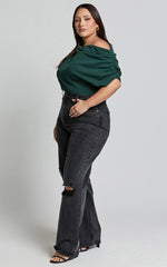 Nalfie Top - Asymmetrical Top in Forest Green