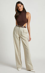Nuala Bodysuit - High Neck Side Cut Out Bodysuit in Chocolate