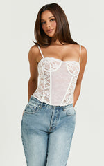 Paulina Top - Sweetheart Lace Corset Top in White