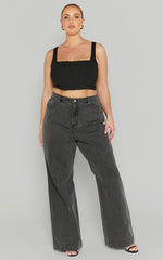 Pellar Top - Square Neck Corset Top in Black