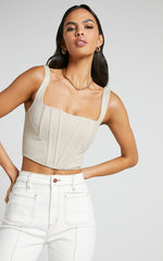 Pellar Top - Square Neck Corset Top in Sand