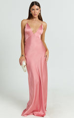 Quincy Maxi Dress - Satin Slip Dress in Pink