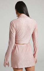 Rosamund Mini Skirt - Crinkle Skirt in Dusty Pink