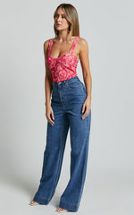 Rafaelle Top - Bustier Crop Top in Pink Blur Floral