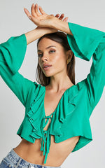Rumina Top - Long Sleeve Top in Green