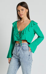 Rumina Top - Long Sleeve Top in Green