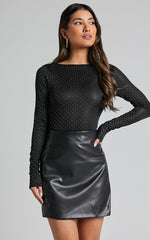 Skyler Top - Long Sleeve Cowl Back in Black and Silver