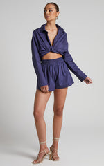 Terah Shorts - High Waisted Shorts in Navy