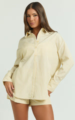 Terah Shirt - Button Up Shirt in Lemon Stripe