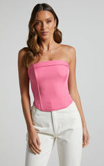 Vaira Top - Strapless Corset Top in Pink