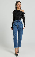 Willow Top - Asymmetrical Ruched Crop Top in Black
