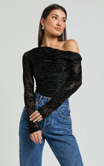 Willow Top - Asymmetrical Ruched Crop Top in Black