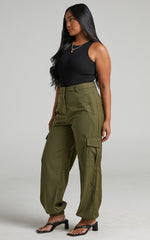 Xyriel - High Waisted Utility Style Cargo Pants in Khaki