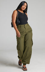 Xyriel - High Waisted Utility Style Cargo Pants in Khaki
