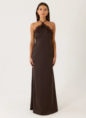 Samaria Halter Maxi Dress - Chocolate