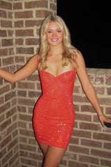 Sparkly Sweetheart Short Bodycon Homecoming Dress with Beading