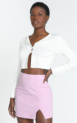 International Babe Mini Skirt in Lilac Linen Look