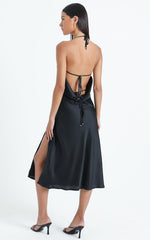 Florentina Dress in Black Satin