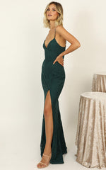 Always Extra Split Maxi Dress in Emerald Lace