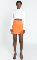 International Babe Mini Skirt in Tangerine Linen Look