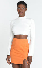 International Babe Mini Skirt in Tangerine Linen Look