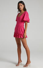 Fancy A Spritz Square Neck Mini Dress in Hot Pink