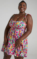 Summer Jam Sweetheart Mini Dress in Packed Floral